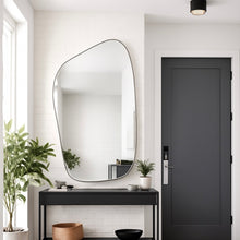 Freeform Bevelled Mirror with Minimalist Brass Frame - E