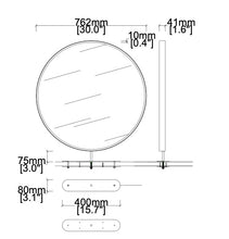 Bespoke Countertop Orbis™ Round Mirror Brushed Brass Frame Finish 1 Bottom Rod Front Illumination (762 x 41mm)