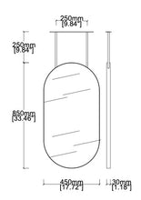 Set of 2 Bespoke Ceiling Suspended Capsula™ Mirror No Illumination Minimalist Frame Brushed Stainless Steel Finish 2 Arms (850 x 450 x 30mm)