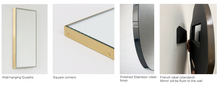 Set of Bespoke Quadris Mirrors in Polished Stainless-Steel 750 x 450mm, Wall Hanging and Ceiling to Countertop with 4 Rods