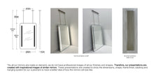 Set of 2 Bespoke Ceiling Suspended Quadris™ Mirror Special Front Illumination- 2 Strips- Minimalist Frame Brushed Stainless Steel Finish 2 Arms (965 x 610 x 41mm)