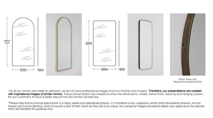 Set of 2 Bespoke Mirrors: Arcus™ (1360 x 610 x 24mm) - Quadris™ (1270 x 635 x 24mm)