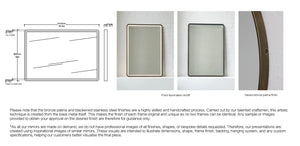 Set of 2 Bespoke Wall hanging Quadris™ Mirrors Round Corners Front illumination- 20mm Sandblasting Full Frame Mitred Brass with Neska Bronze Patina Finish (965 x 1410 x 59mm)