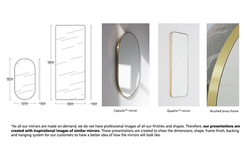 Set of 2 Bespoke Mirrors for MEADQUIN - Capsula™ and Quadris™ Mirrors Brushed Brass Frame Finish No Illumination