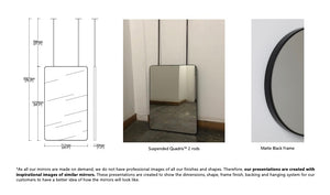 Bespoke Ceiling Suspended Quadris™ Mirror Minimalist Matte Black Frame 2 Rods (1219 x 711 x 30mm)