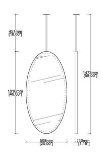 Bespoke Ceiling Suspended Ovalis No Illumination Bevelled Minimalist Frame Polished Brass Finish 1 Arm (1016 x 508 x 30mm)