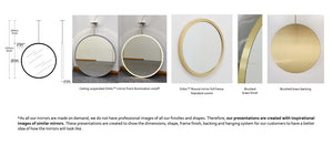 Set of 2 Bespoke Ceiling Suspended Orbis™ Mirror Front Illumination Sensor Switch Full Frame Brushed Brass Finish 1 Arm (762 x 41mm)