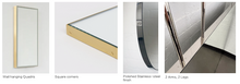 Set of Bespoke Quadris Mirrors in Polished Stainless-Steel 750 x 450mm, Wall Hanging and Ceiling to Countertop with 4 Rods