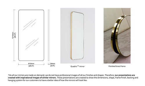 Set of 2 Bespoke Quadris™ Mirrors Polished Brass Frame (1219 x 610 x 24mm)