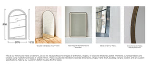 Bespoke Wall Attached Arcus™ mirror Front Illumination- 20mm Sandblasting Dimmable Driver Full Frame Brass with Neska Bronze Patina Finish Depth (990 x 610 x 31mm)