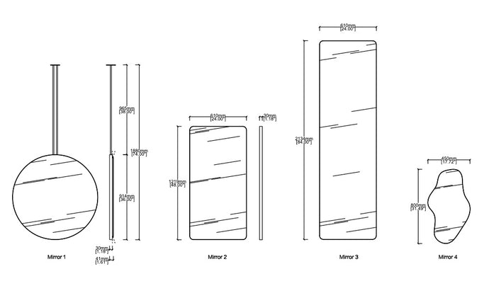 Set of 5 Bespoke mirrors