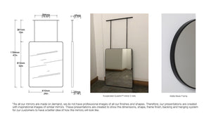 Set of 2 Bespoke Ceiling Suspended Quadris™ Mirrors No Illumination Minimalist Frame Matte Black Finish (813 x 610 x 30mm)