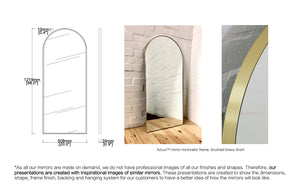 Set of 4 Bespoke Wall Hanging Arcus™ Mirrors Minimalist Frame Brushed Brass Finish  Front Illumination (1219 x 508 x 24mm)