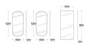 Set of 3 bespoke mirrors for FMA Builders