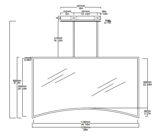 Bespoke AP Organic Mirror Brushed Brass Frame Finish 2 Rods (699 x 1220 x 30mm)
