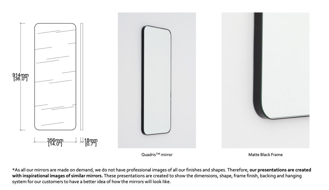 Bespoke Quadris™ Mirror Blackened Stainless Steel Frame Finish (914 x 356 x 18mm)