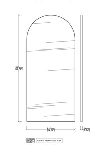 Bespoke Wall Hanging Arcus™ Mirror No Illumination Minimalist Frame Matte Black Finish (RAL 9005) (1340 x 610 x 24mm)