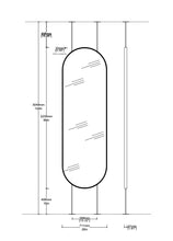 Bespoke Floor to Ceiling Capsula™ Mirror Front Illumination Minimalist Frame Polished Stainless Steel Finish 2 Arms 2 Legs (2235 x 711 x 41mm)