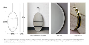 Bespoke Ceiling Suspended Ovalis No Illumination Bevelled Minimalist Frame Polished Brass Finish 1 Arm (1016 x 508 x 30mm)