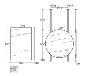Set of 3 Bespoke Mirrors: 2 x Wall Hanging Quadris™ and 1 x Countertop to Ceiling Orbis™