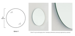 Set of 2 Bespoke Mirrors- Orbis™ Mirror Frameless (762 x 6mm) and Bespoke Luna™ Mirror Frameless Bevelled (1000 x 500 x 6mm)