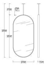 Set of 2 Bespoke Ceiling Suspended Capsula™ Mirrors Front Illumination Minimalist Frame Blackened Stainless Steel Finish 1 Arm (1067 x 533 x 41mm)