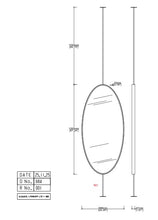 Set of 2 Bespoke Counter to Ceiling Ovalis™ Mirrors Front Illumination Minimalist Frame Polished Brass Finish 1 Arm 1 Leg (1200 x 566 x 41mm)