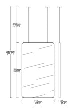 Bespoke Ceiling Suspended Quadris™ Mirror Minimalist Matte Black Frame 2 Rods (1219 x 711 x 30mm)