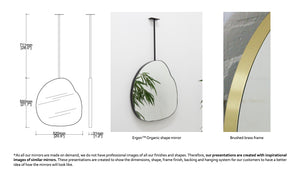 Set of 2 Bespoke Suspended Ergon™ Organic Mirror Brushed Brass Frame 1 Rod (550 x 520 x 30mm)
