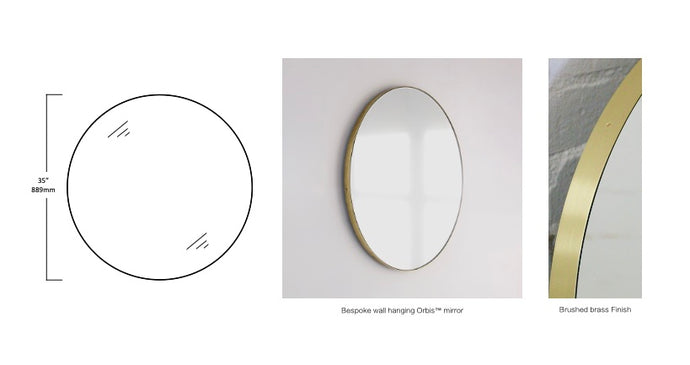 Bespoke Wall Hanging Orbis™ Mirror No Illumination Minimalist Frame Brushed Brass Finish (864 x 24mm)