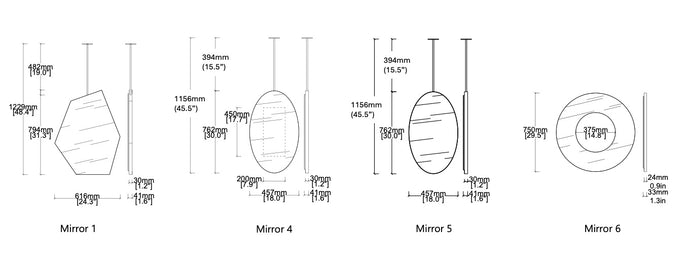 Set of 4 Bespoke Mirrors for Emily Harrell Designs