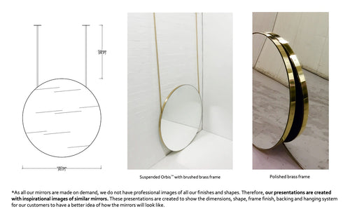 Bespoke Suspended Orbis™ Mirror Polished Brass Frame Double-Sided 2 Rods (1067 x 30mm)