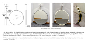 Bespoke Ceiling Suspended Orbis™ Mirror Front Illumination Minimalist Frame Polished Brass Finish 1 Arm (762 x 41mm)