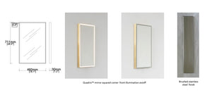 Set of 3 Bespoke Quadris™ Mirrors Polished Stainless Steel Frame Front Illumination (711 x 460 x 31mm)