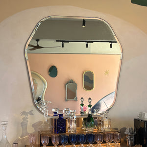 Gaudia™ Overmantel Hexagonal Bevelled Mirror with a Handcrafted Bronze Patina Frame