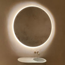 Orbis™ Illuminated Contemporary Round Mirror with a Brass Frame, Customisable