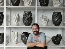 No. 118 White Crumpled Form, Unique Ceramic Sculpture Vessel