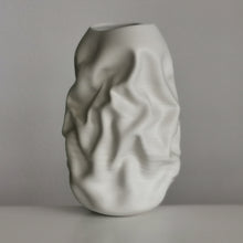 No. 118 White Crumpled Form, Unique Ceramic Sculpture Vessel