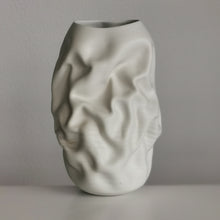 No. 118 White Crumpled Form, Unique Ceramic Sculpture Vessel