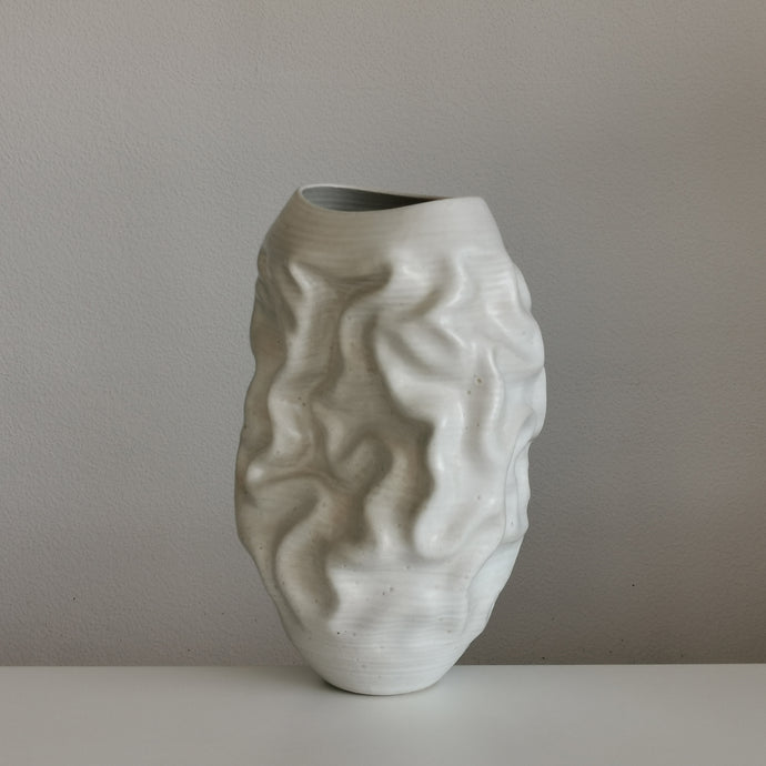 No. 126 Medium Large White Dehydrated Form, Unique Ceramic Sculpture Vessel