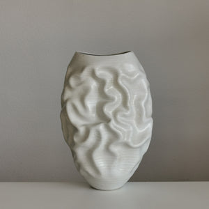 No. 126 Medium Large White Dehydrated Form, Unique Ceramic Sculpture Vessel