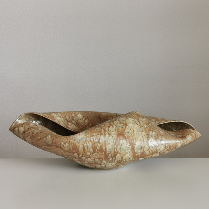 Wide Undulating Open Form with a Desert Dusk Glaze, Vessel N.135, Interior Sculpture, Objet D'Art