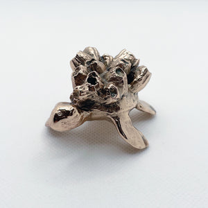 Handcast Miniature Sea Turtle Animal Bronze Sculpture by Javier de la Rosa