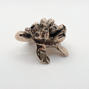 Handcast Miniature Sea Turtle Animal Bronze Sculpture by Javier de la Rosa