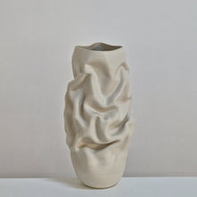 No. 164 White Crumpled Form Ceramic Vessel, Unique Sculpture