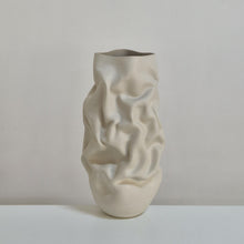 No. 164 White Crumpled Form Ceramic Vessel, Unique Sculpture