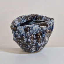 Large Irregular Form Ceramic Sculpture with Black and Blue Glaze