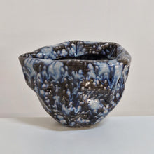 Large Irregular Form Ceramic Sculpture with Black and Blue Glaze
