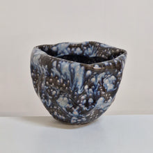 Large Irregular Form Ceramic Sculpture with Black and Blue Glaze