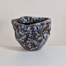 Large Irregular Form Ceramic Sculpture with Black and Blue Glaze